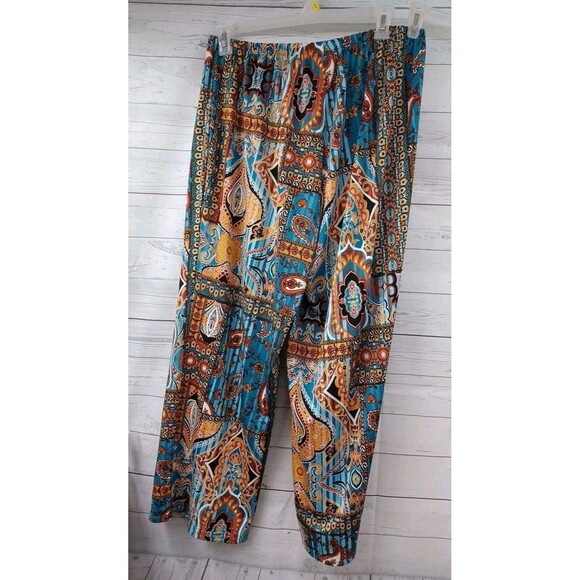 Melissa Paige Palazzo Boho Knit Pant Pull On 1X Hippie Gypsy Resort Cruise - Picture 3 of 8